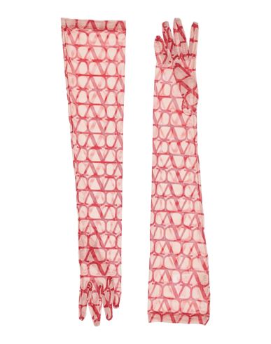 Valentino Garavani Toile Iconographe Long Gloves In Beige,rosso