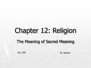 Chapter 12: Religion