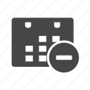 calendar, date, event, minimize, minus