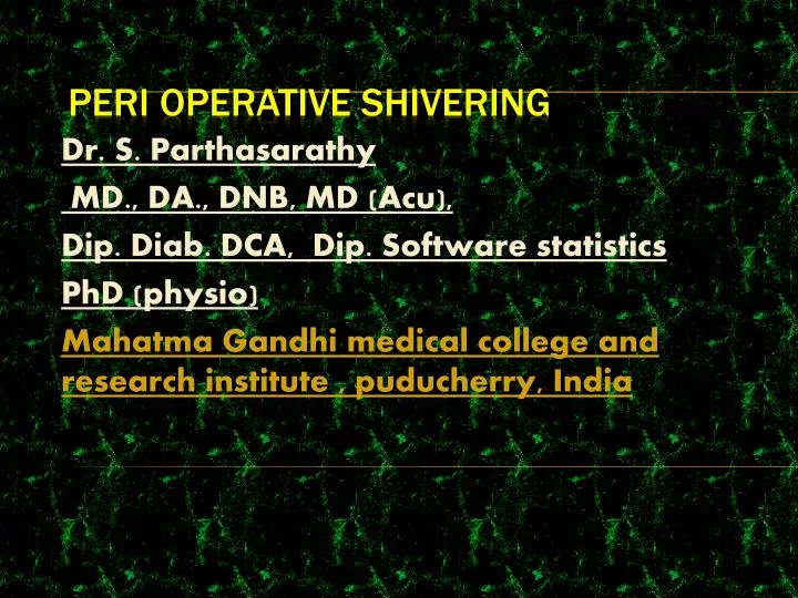 peri operative shivering