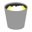 bin, full, grey, yellow, paper, rubbish, recycle, waste, trash