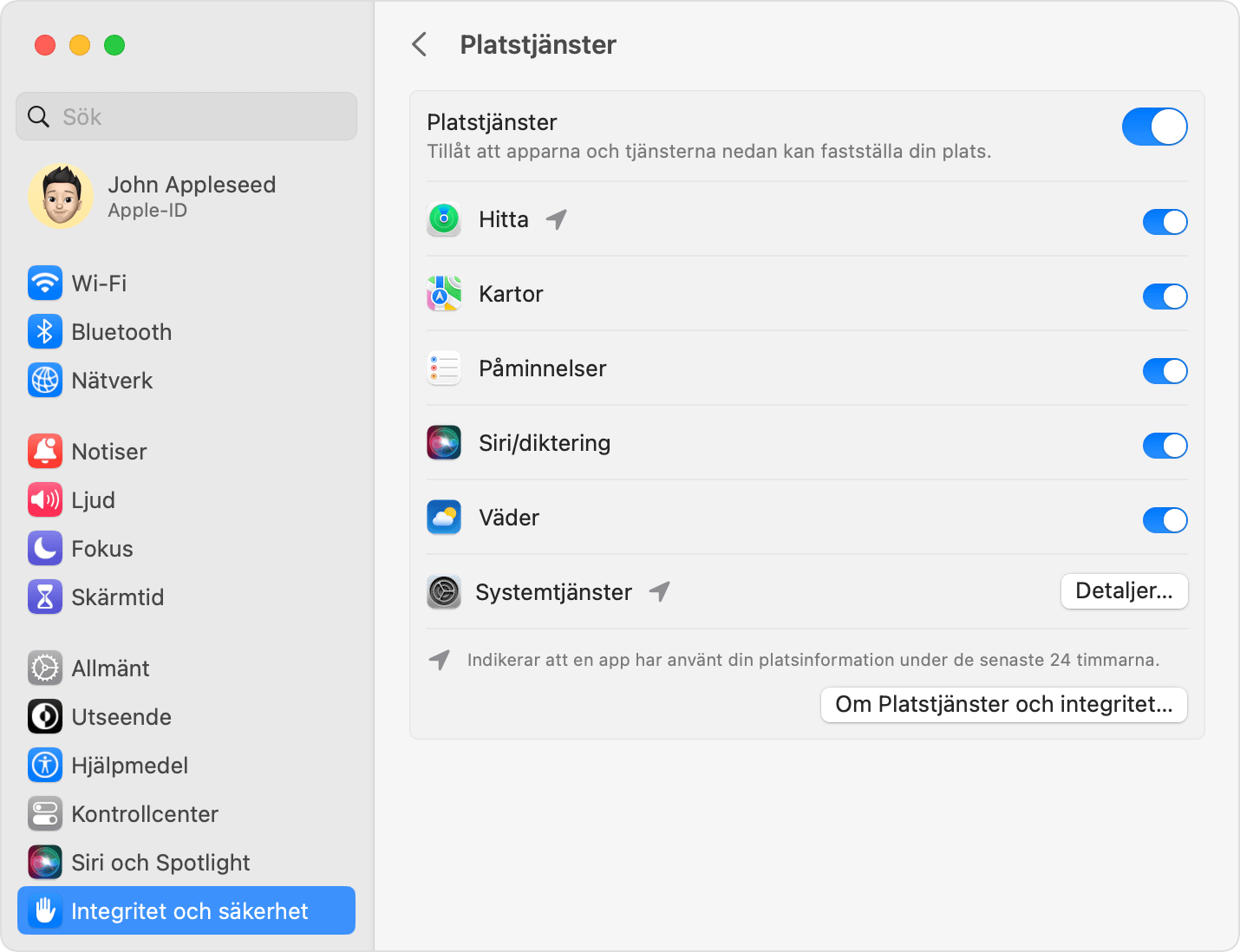 Blockera platsbaserade annonser i macOS.