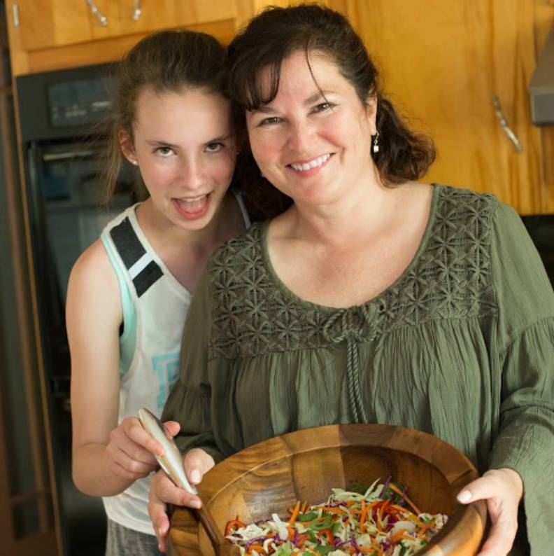 Creating a delicious salad with Katherine.