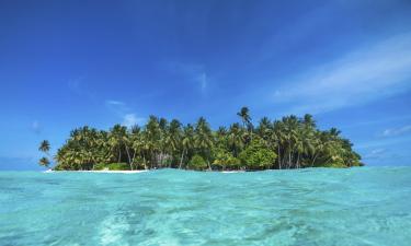 Strandhäuser in Thoddoo-Atoll