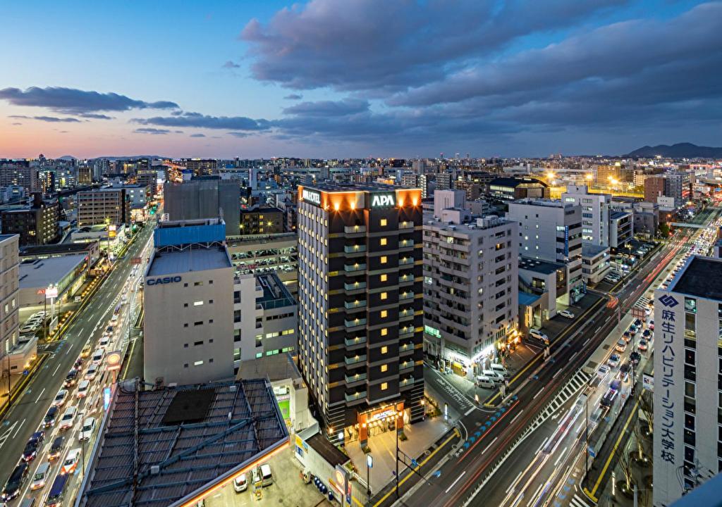 Udsigt til Fukuoka eller udsigt til byen taget fra hotellet