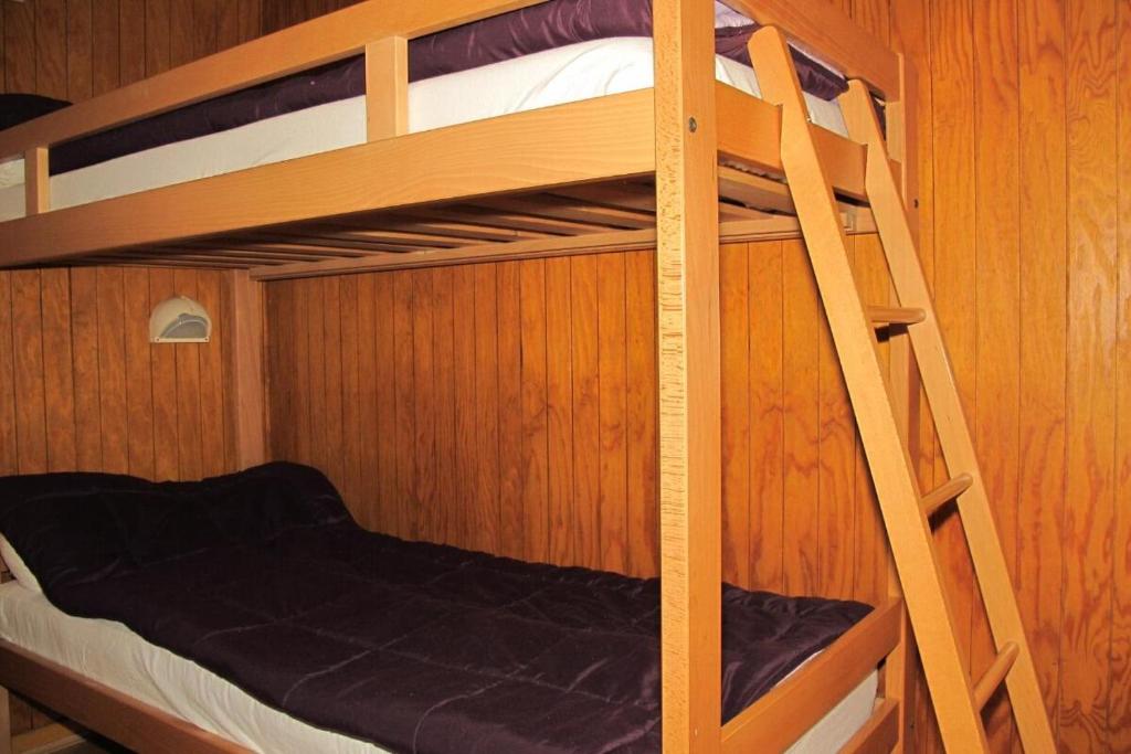 Camera con letto a castello, 2 letti a castello e una scala. di Chalets les tutes de la Vernière a Auzat