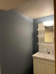 a bathroom with a sink and a mirror at Guest House M104 Kagoshima in Kagoshima