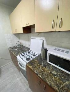 A kitchen or kitchenette at Апартаменты на Ахметова 6