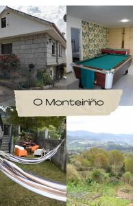 un collage di foto con amaca e casa di O Monteiriño a Arbo