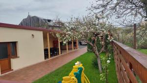 un jardín con un juguete frente a una casa en Casa SOL, en Turda