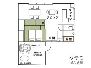 Tlocrt objekta Villa Miyako 源泉かけ流し客室温泉ヴィラ みやこ別邸