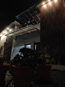 una casa de noche con macetas y luces en Kodai Diva Inn - Home Stay en Kodaikānāl