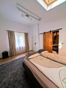 1 dormitorio grande con 1 cama grande en una habitación en Casa din padure en Orşova