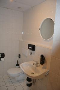 a bathroom with a sink and a toilet at Gasthaus B r o c k e n h e x e in Elbingerode