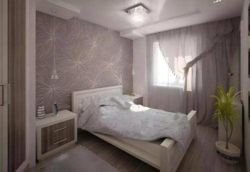 1 dormitorio con cama blanca y ventana en MoscoW en Shirabad