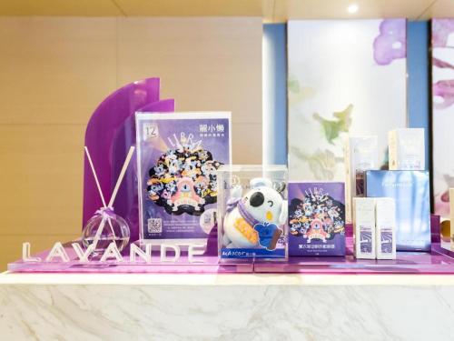 a shelf withiazepam products on it at Lavande Hotel Beijing International Exhibition Heping Xiqiao Metro Station in Beijing