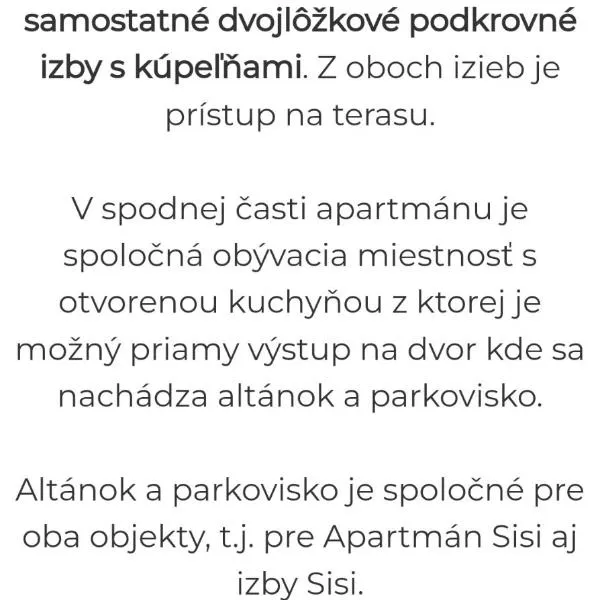 Apartmán Sisi, hotell i Hrabušice