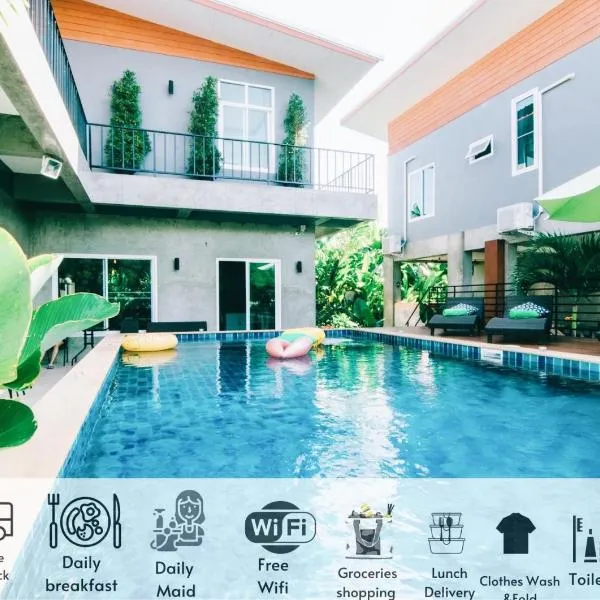 Villa Rajapruek Entire 3 villa with pool near Airport and city center, hotel Lamphunban