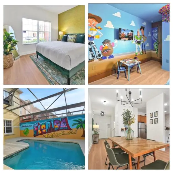 Stylish Disney Oasis I Private Pool and Murals, hotel Kissimmee-ben