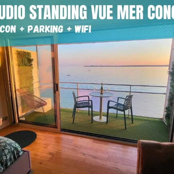 - L'IROIZH - CONCARNEAU - VUE MER PANORAMIQUE - STUDIO STANDING PLAGE DES SABLES BLANCS - PARKING - DRAPS INCLUS - PANORAMIC SEA VIEW - NEAR THALASSOTHERAPY - Wifi -، فندق في كونكارنو