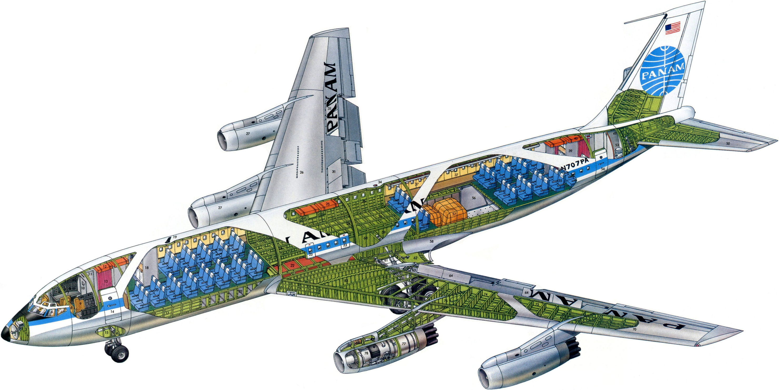 Boeing 707 Cutaway Drawing Airliner Cutaway Drawings Pinterest | Images ...