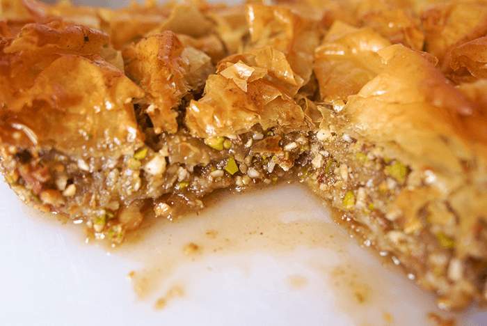 Baklava de pistachos. Pastel Turco