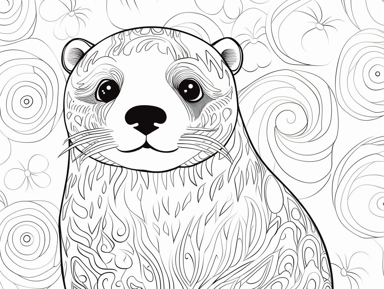 Otter World: Adult Coloring - Coloring Page