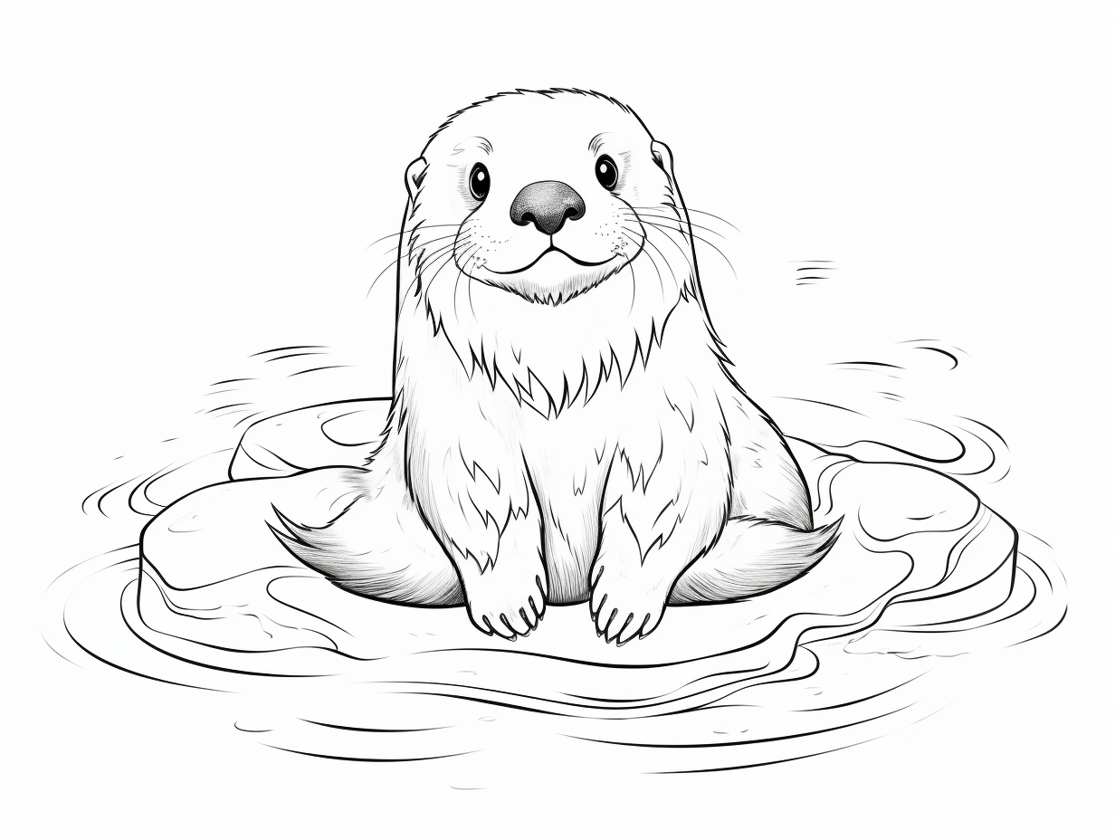 Lovely Sea Otter Coloring Page - Coloring Page