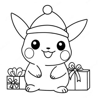 Feestelijke Pikachu Met Kerstmuts Kleurplaat 1881-1505