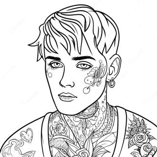 Lil Peep Mit Herz-Tattoos Ausmalbild 11701-9174