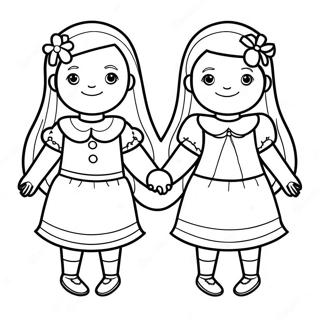 Sisters Holding Hands Coloring Page 25592-20230