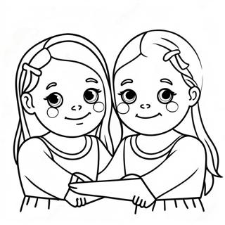 Sisters Holding Hands Coloring Page 25592-20232