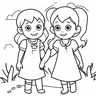 Adventurous Sisters Exploring Coloring Page 25593-20215