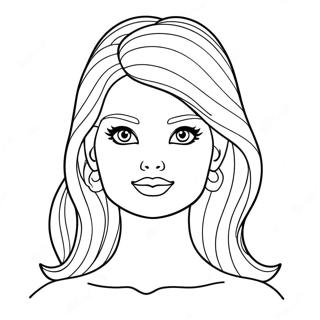 Fashionable Barbie Head Coloring Page 28255-22317