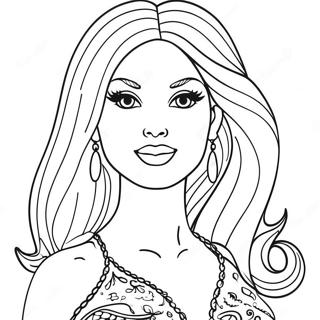 Fashionable Barbie Head Coloring Page 28255-22319