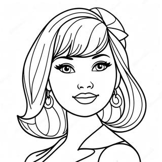 Fashionable Barbie Head Coloring Page 28255-22320