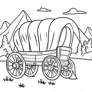 Covered Wagon On The Oregon Trail Coloring Page 28435-22455