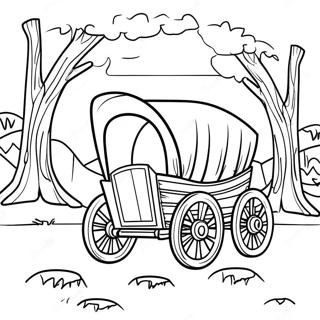 Covered Wagon On The Oregon Trail Coloring Page 28435-22456