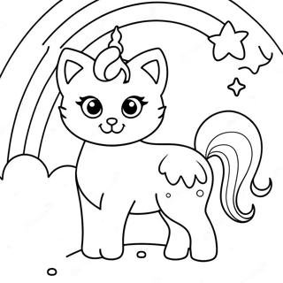 Page À Colorier D'un Chat Licorne Magique Dans Un Arc-En-Ciel 2851-2305