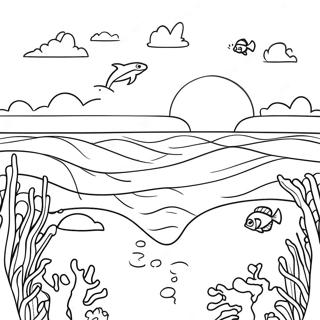 Blue Ocean Scene Coloring Page 2960-2370