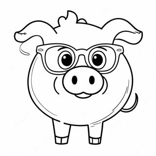 Piggy With Glasses Coloring Page 35024-27721