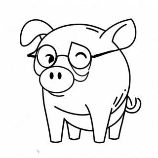 Piggy With Glasses Coloring Page 35024-27722