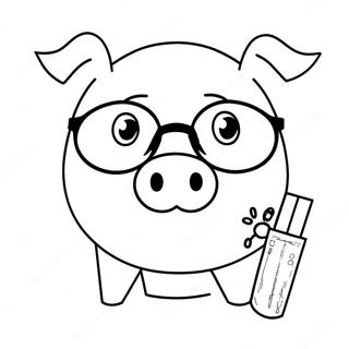 Piggy With Glasses Coloring Page 35024-27723