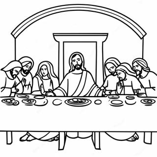 Last Supper With Colorful Disciples Coloring Page 35124-27791