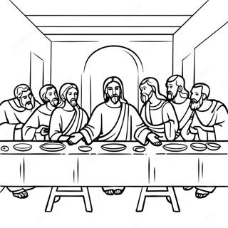 Last Supper With Colorful Disciples Coloring Page 35124-27792