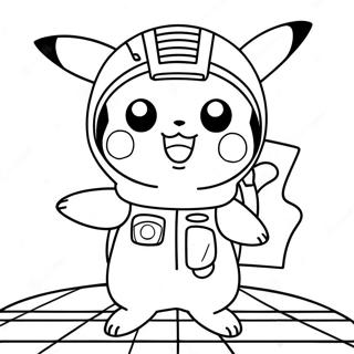 Cute Pikachu In Among Us Spacesuit Coloring Page 32824-25946