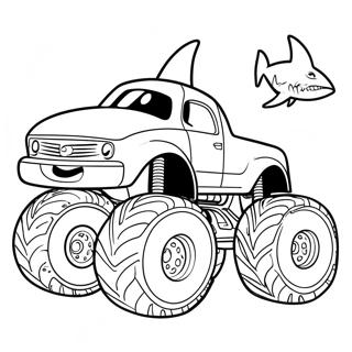 Hai Monster Truck Rennen Ausmalbild 4540-3614