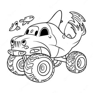 Furchtloser Hai Monster Truck Ausmalbild 4541-3619