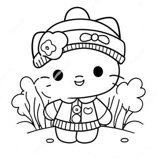 Hello Kitty In Een Kleurrijke Winteroutfit Kleurplaat 48794-38584