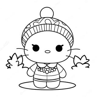 Hello Kitty In Een Kleurrijke Winteroutfit Kleurplaat 48794-38581